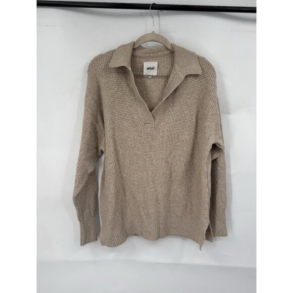 Aerie Cozy Up Knit Polo Sweater Women XXS Brown Granolagirl Western - Picture 1 of 11